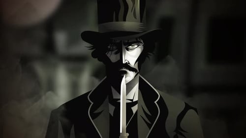 jack the ripper with knife in foggy street vintage retro style