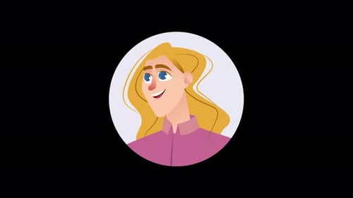 Stylized illustration of a person with long blonde hair