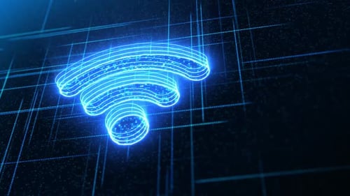 Wi-Fi internet symbol glowing on a futuristic technology background
