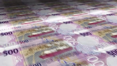 Qatar Riyal money sheet printing seamless loop