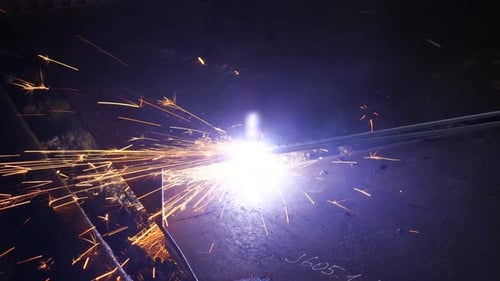 Heavy Industrial laser cnc cutting torch cuts preparations from metal. close-up