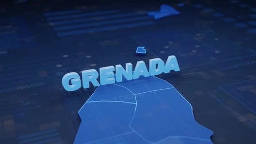 Grenada Map Futuristic Digital Background