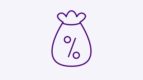 Animated Money Bag Percentage Line Icon