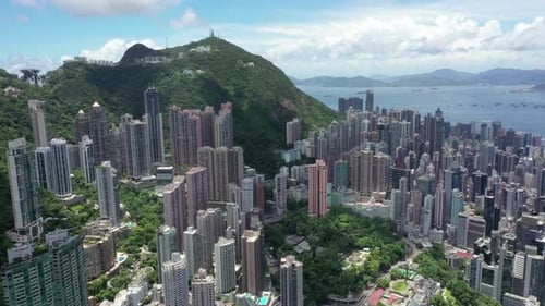 Breathtaking And Bird’s Eye View Of Hong Kong City And High Rise Buildings, China