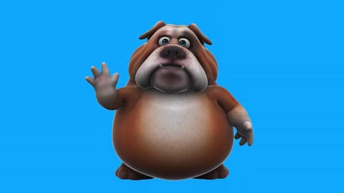 Fun 3D cartoon dog saying hi (with alpha channel included)