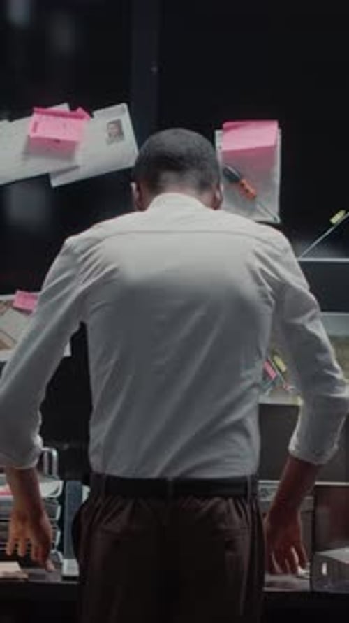 Adult Adds Evidence to Investigation Crime Board