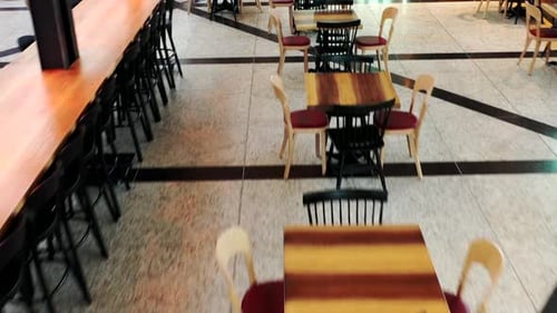 Drone Point of View Restaurant Tables Absence