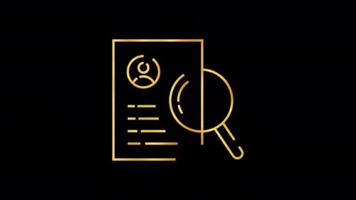 Animated Golden Resume Document Search Line Icon