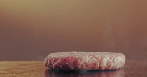 Hand, heat and patty for burger with chef in restaurant, cooking beef for cuisine, gourmet or meal