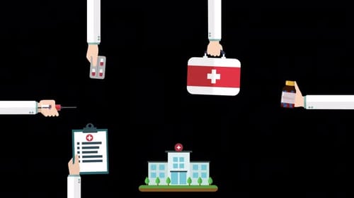 Medical icons and Hand Alpha Channel