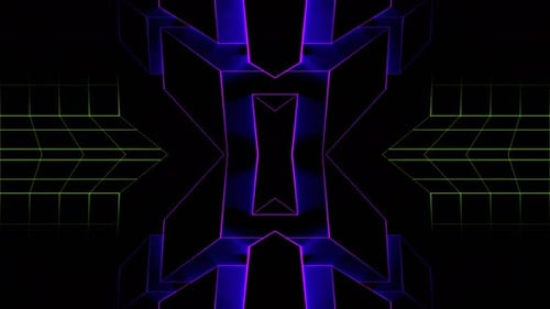 Purple And Lime Neon Cyberpunk Stair Kaleidoscope Background Vj Loop In 4K