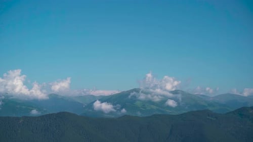 Clouds and trees on the mountain in foggy weather time lapse 4K