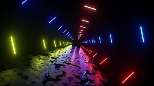 Colorful Neon Light Tunnel Background