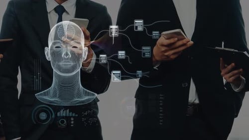 Digitale Transformation in der Wirtschaft mit Datenanalyse und KI-Technologie — Repräsentation in einem Prozess