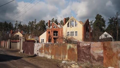 Russian Attack War in Ukraine Collapsed Building