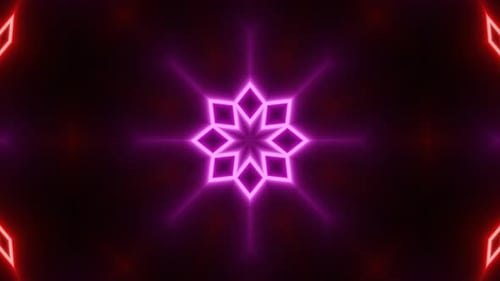 Glowing Neon Geometric Kaleidoscope Loop Background