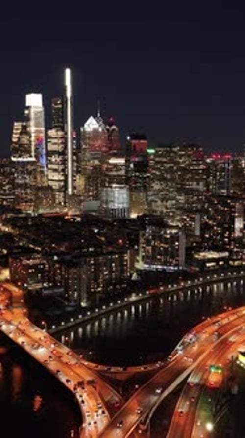 Night in Philadelphia Skyline At Philadelphia In Pennsylvania United States.