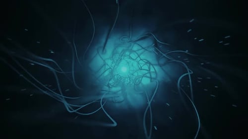 Abstract Digital Neural Network Glowing Lines Loop