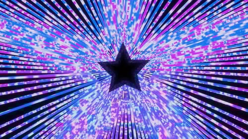 Blue Graident Dancing Neon Star Tunnel Vj Loop Animation