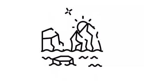 Animación de iconos del contorno del iceberg con canal alfa