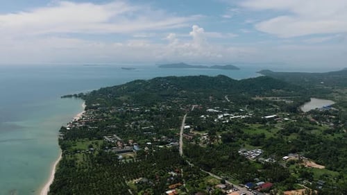 Scenic Landscape of Hills Coast and Sea Ko Samui Thailand