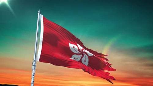 Hong Kong Flag Waving in Realistic 3D Animation
