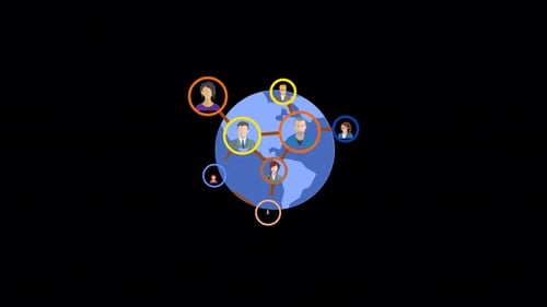 Animated Global Network of People Connections Flat Design
