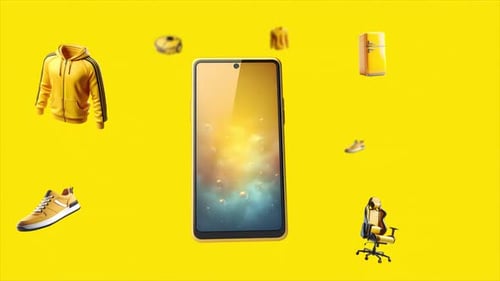 3D Product Display Animation on Yellow Background