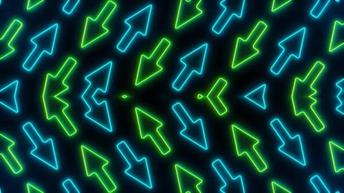 Dynamic neon cursor arrows pulse with digital energy