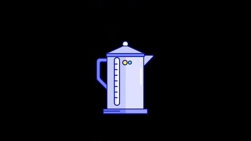 Flat Design Electric Kettle Boiling Water Animation