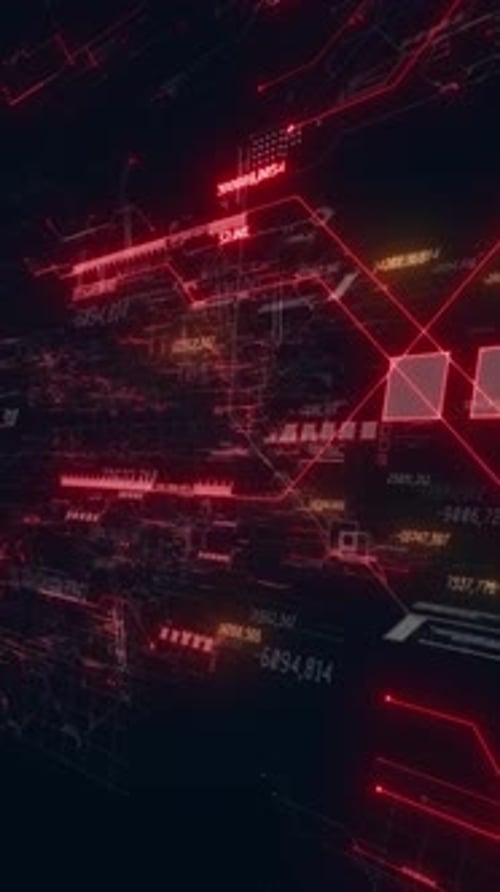 Dynamic Futuristic Red Digital Network Data Background