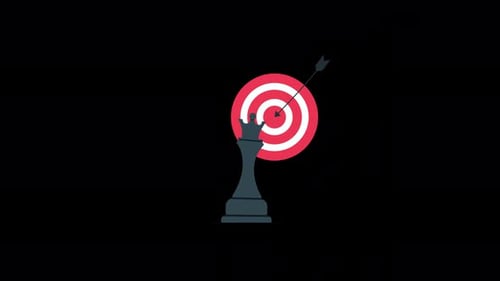 Animated Chess Queen Target Arrow Flat Design Concept