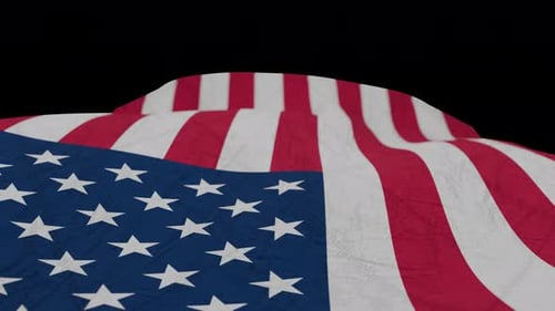 National flag of United States of America flutters in the wind with alpha channel background