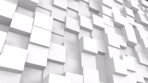 Abstract 3D Geometric White Cubes Wall Background Loop