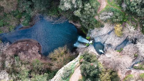 Serene Waterfall Cascading Into a Tranquil Pool Surrounded by Lush Greenery