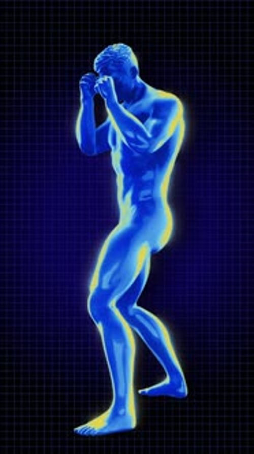 Futuristic Boxer Shadow Boxing Loop Animation