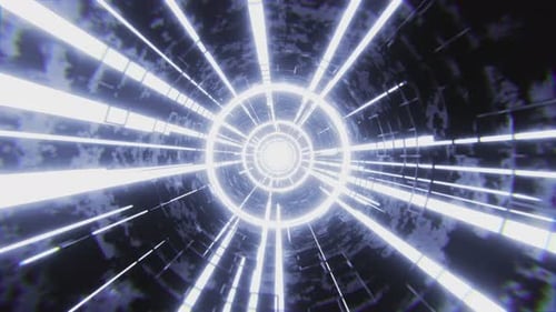 Seamless looped animated background with rotating and glowing rays and circles