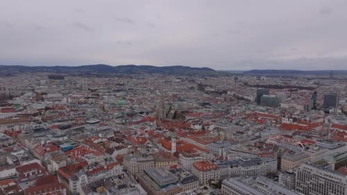 Aerial Panoramic View of Metropolis Historic Buildings and Tourist Sights in City Center Vienna