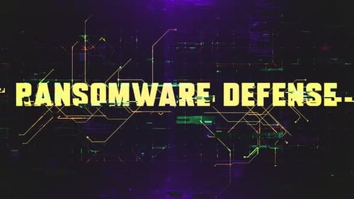 Ransomware Defense System Glitch Hi Tech Background
