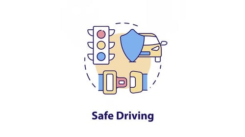 Flat Design Safe Driving Animated Icons