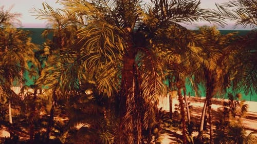A Painting of Palm Trees on a Beach