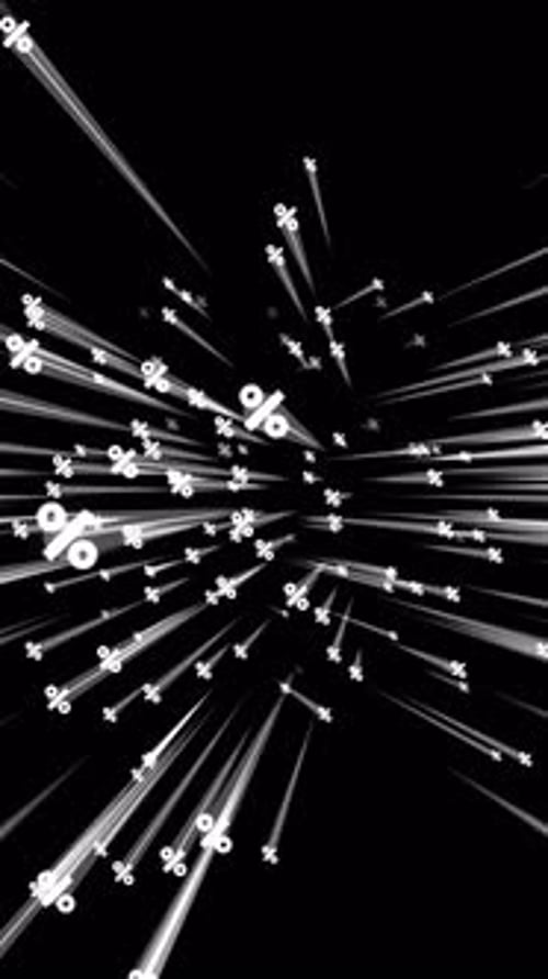 Flying Percentage Symbols Abstract Vertical Background Animation