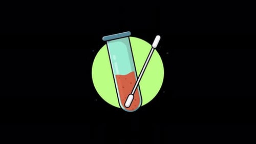 Flat Design Medical Test Tube and Swab Animation