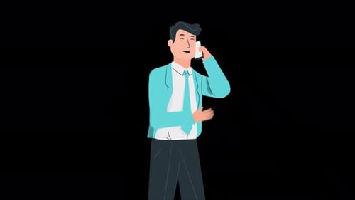 Businessman In Blue On The Phone 4K Alpha
