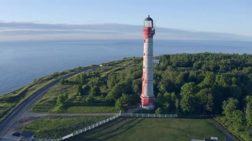Light House and Baltic Sea Landscape in Summer time,