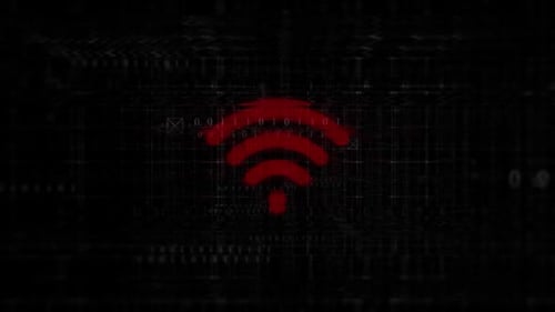 Animation de logo Wifi sur fond numérique