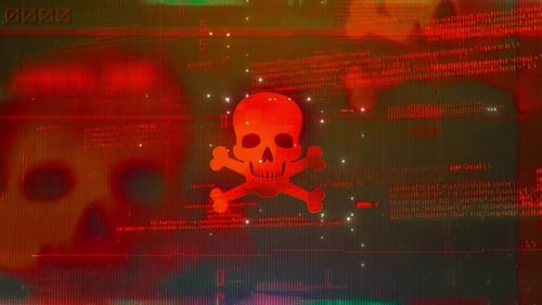 Digital Glitch Warning Skull and Crossbones Animation