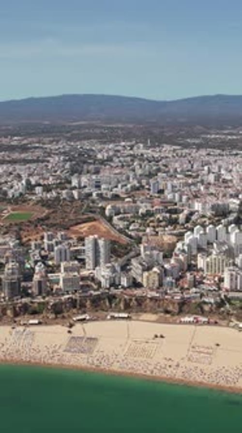 Vertical Video City and Beach of Portimão. Algarve, Portugal