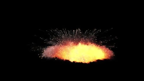 Große Explosion in Richtung Kamera mit Spuren, transparenter Hintergrund