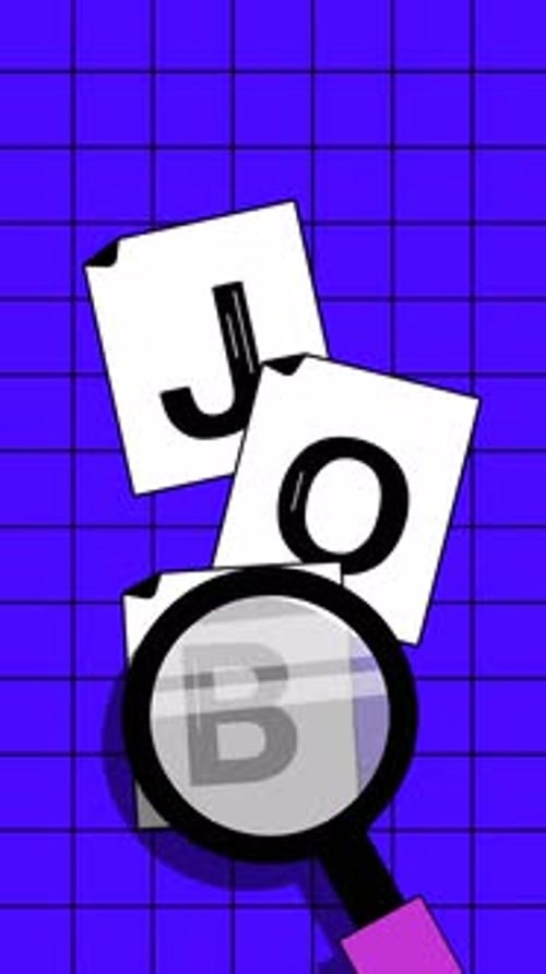 Animated Magnifying Glass Searching Job Letters